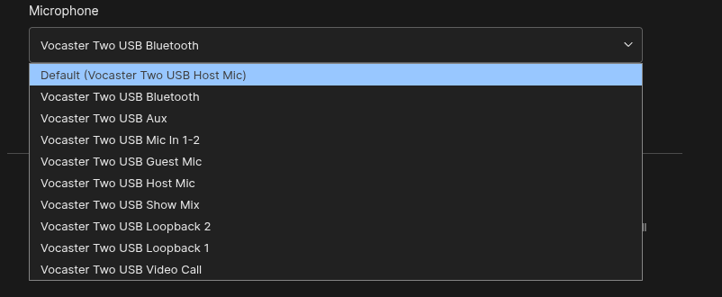 Input channels as seen in an application
